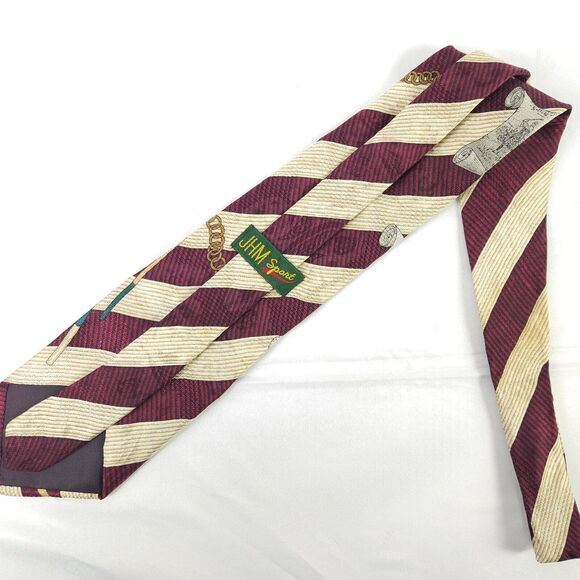 JHM Sport Golfing Golf Championship Striped Silk Tie 58" x 4" Made in USA - Picture 2 of 6
